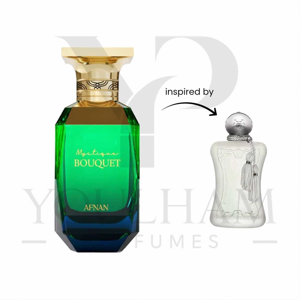 Flacon Afnan Mystique Bouquet Eau de Parfum floral fruité pour femme, disponible au Maroc