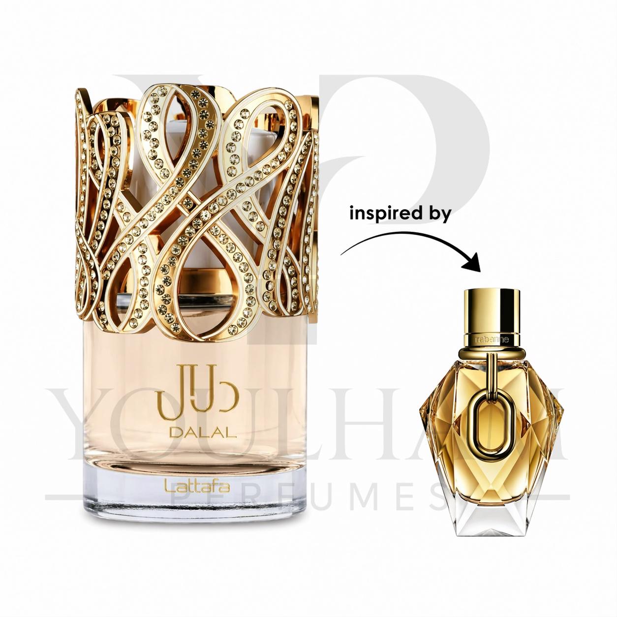 Flacon Dalal Lattafa Eau de Parfum florale gourmande pour femme