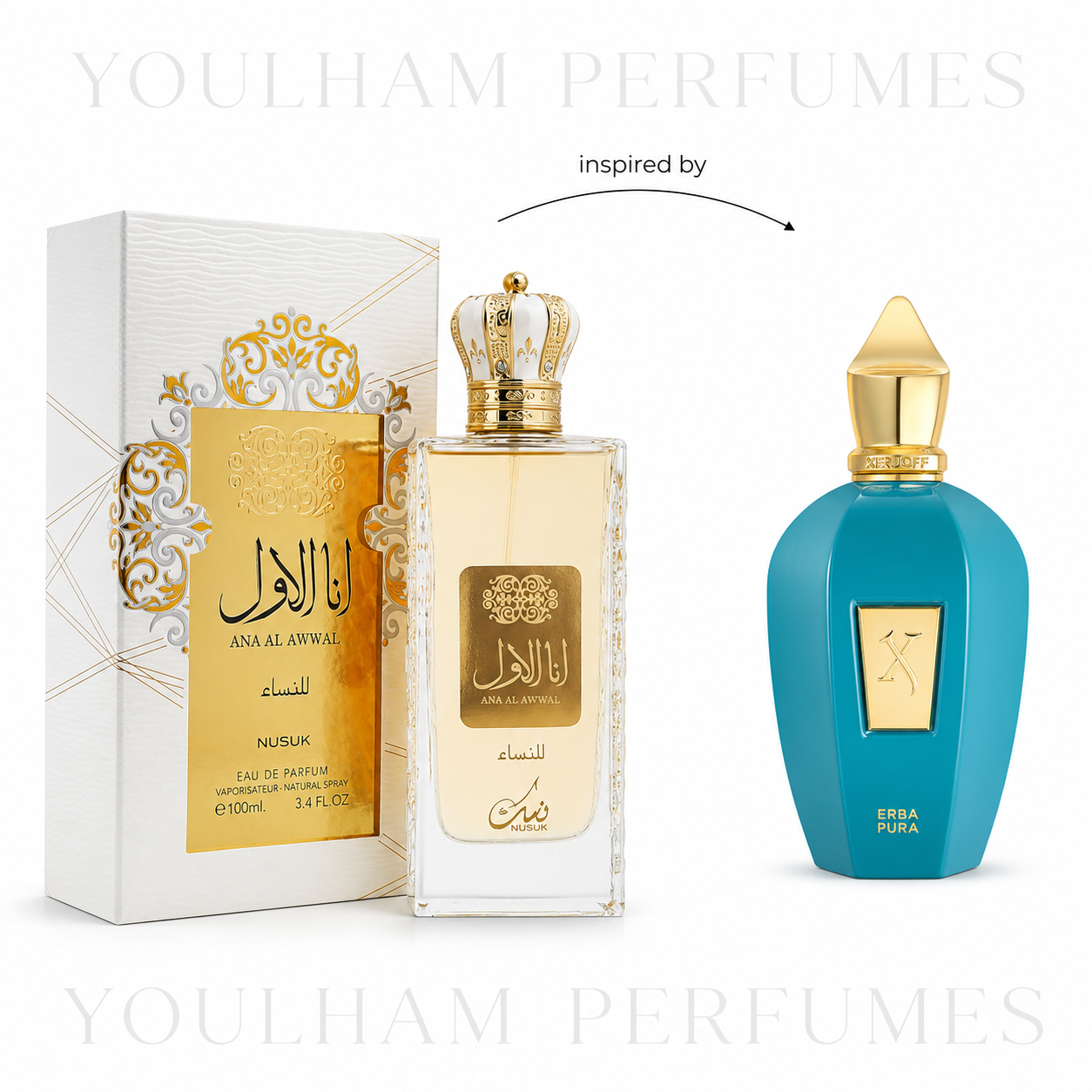 Flacon Ana Al Awwal Golden Nusuk Eau de Parfum floral fruité pour femme