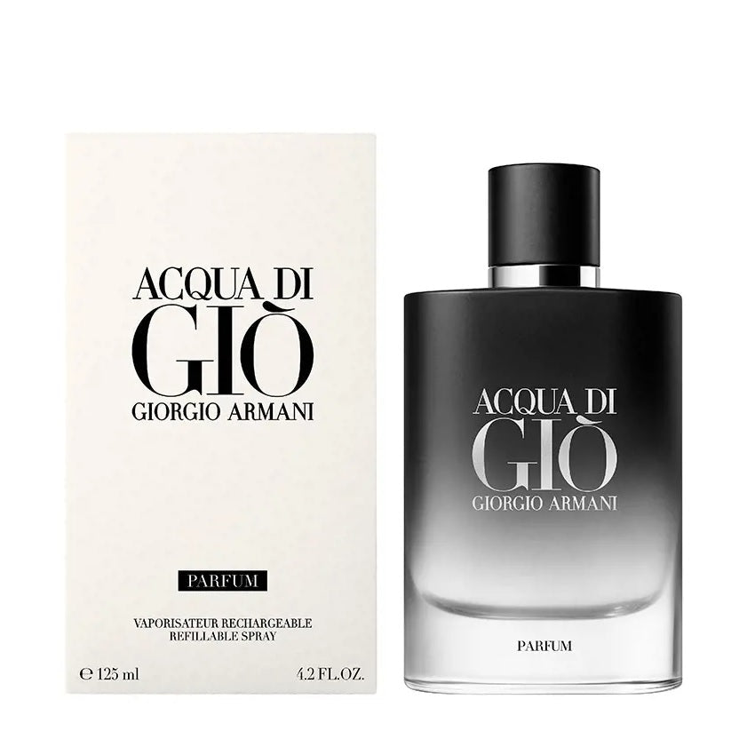 Aqua di Gio Parfum en boîte, disponible chez Youlham Perfumes au Maroc