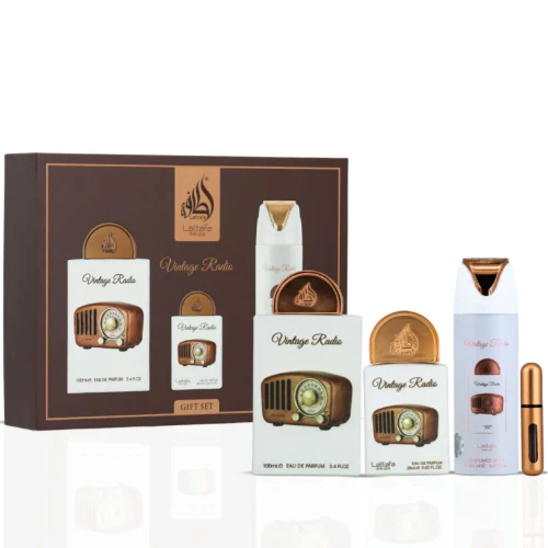 Vintage Radio 3 Piece Gift Set, contenu du coffret – Youlham Perfumes Maroc